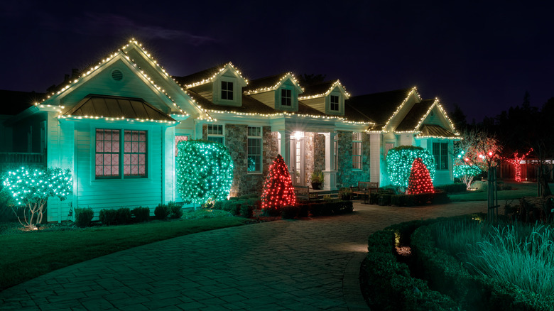 Christmas lights on a house