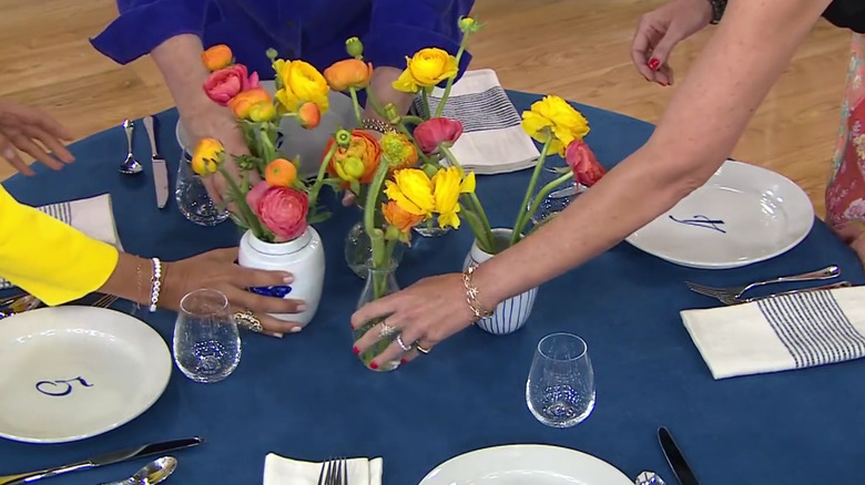 bouquet made from several bud vases