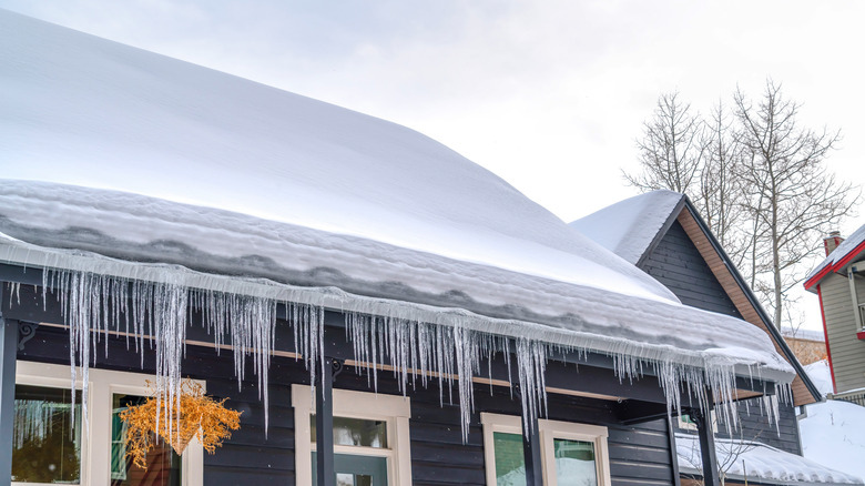 roof with accumulated snow