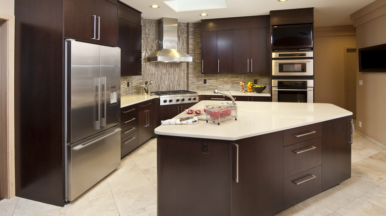 kitchen with dark cabinets