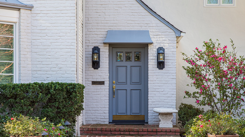 White painted brick on house