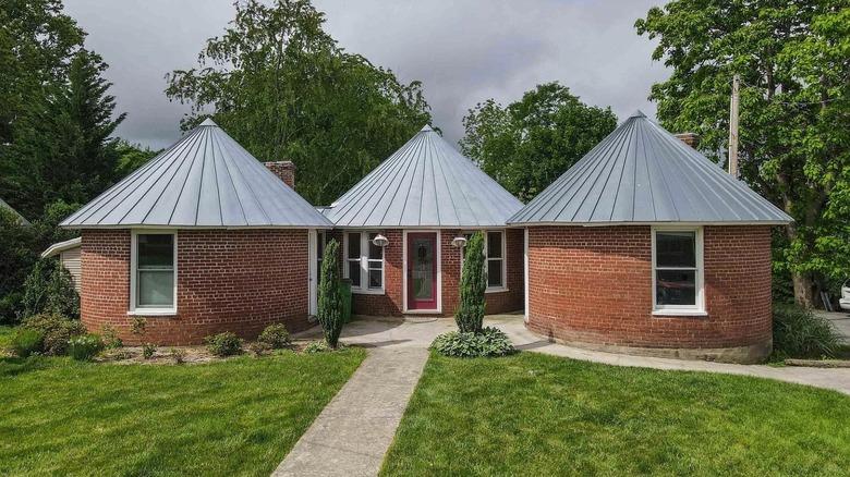 Three round brick houses