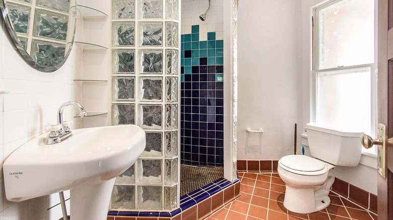 Terracotta tiled bathroom