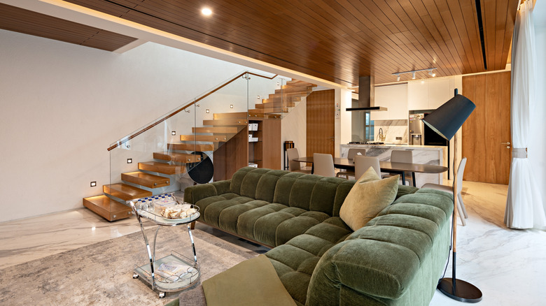 Modular floating sofas in a modern home