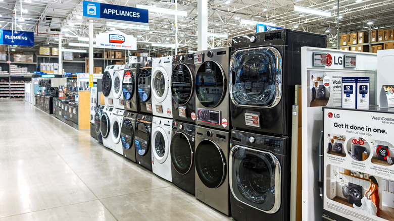 Lowe's appliance section with washing machines