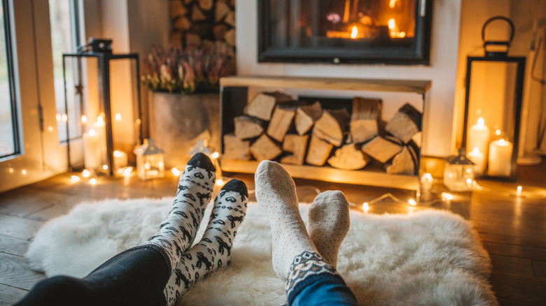 People enjoying a cozy fire