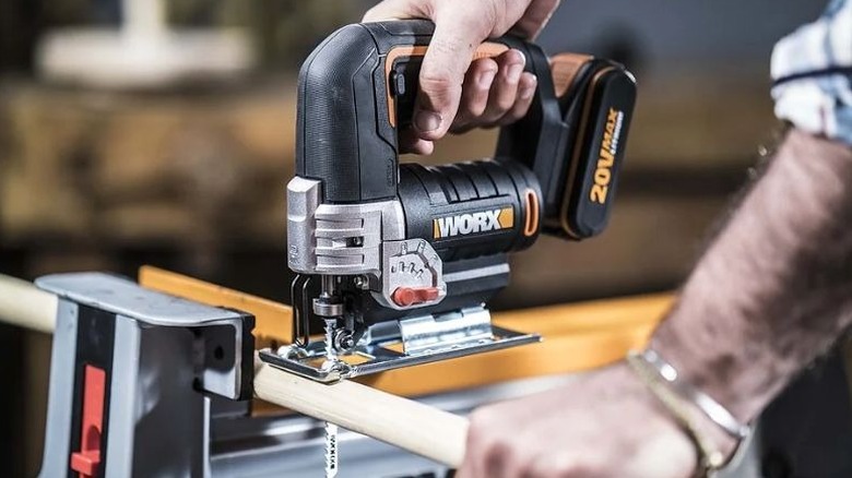 Close up of a Worx jigsaw being used