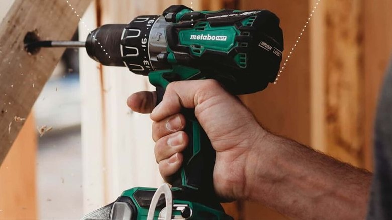Man using Metabo HPT cordless power drill