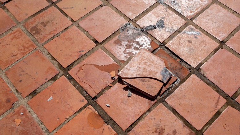 broken terracotta flooring tile