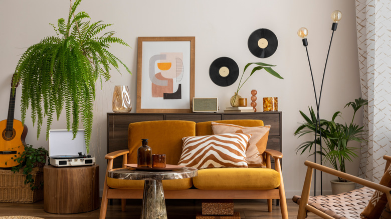 A '70s inspired living room