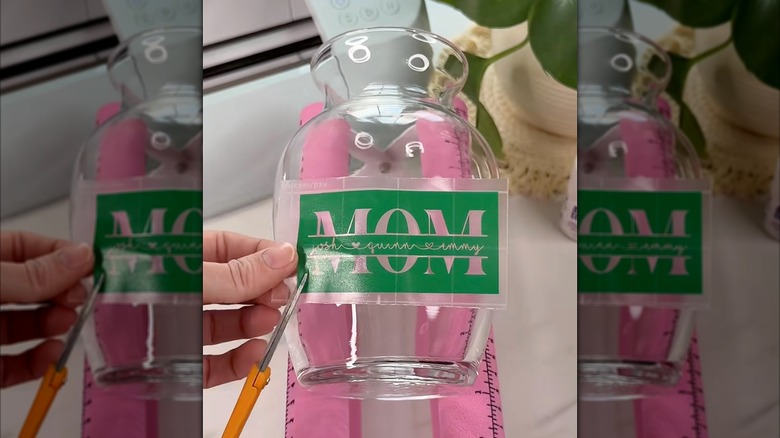 Stencil on a glass vase