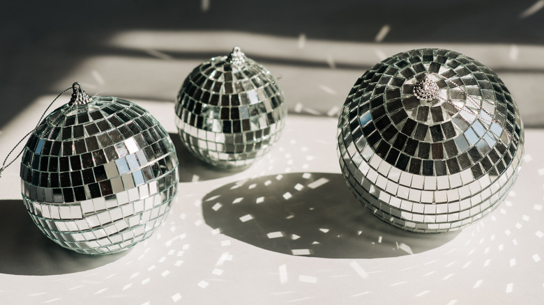 Small disco balls sitting on a table