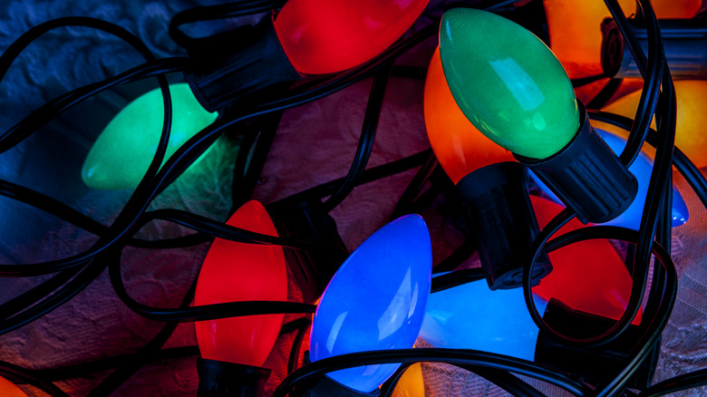 A string of vintage Christmas lights