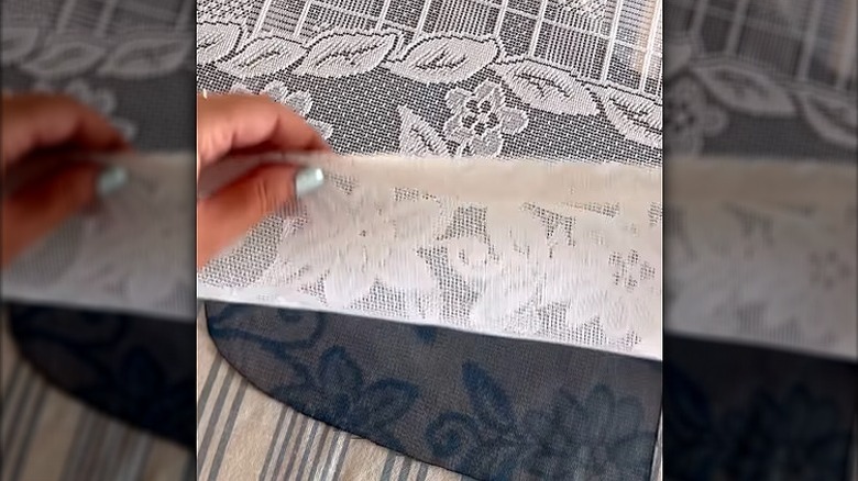 Cyanotype printing with an old tablecloth