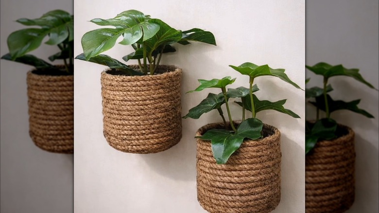 mini hanging jute planters made with a few affordable items