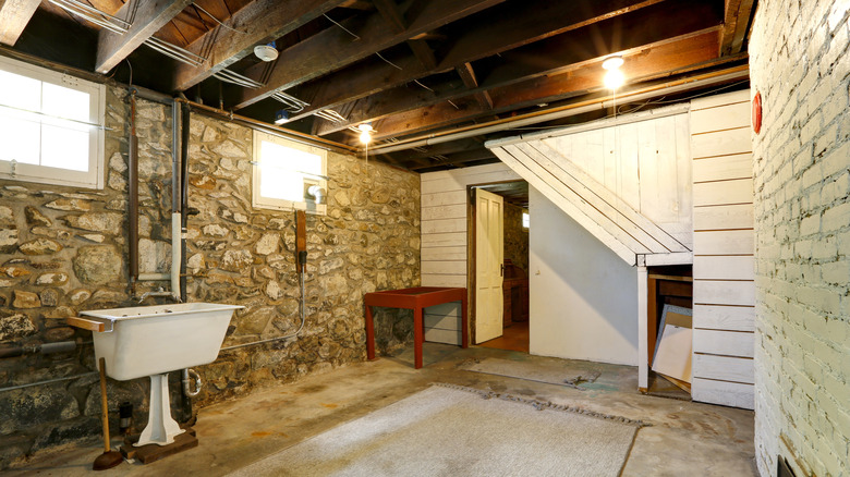 Basement with ceiling joists