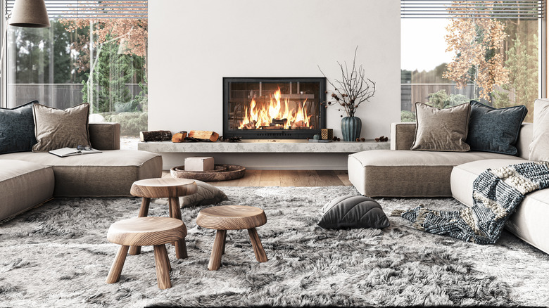 modern fireplace