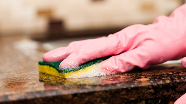 Cleaning granite with dish soap