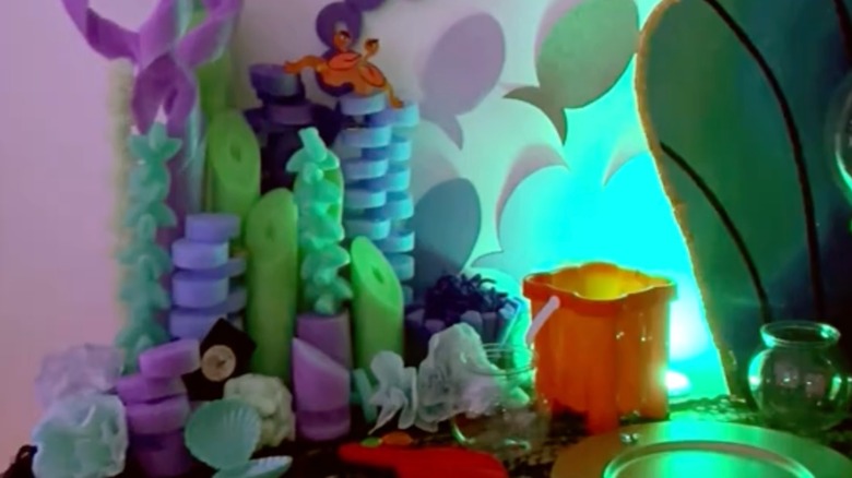 DIY coral-themed party decor made of pool noodles