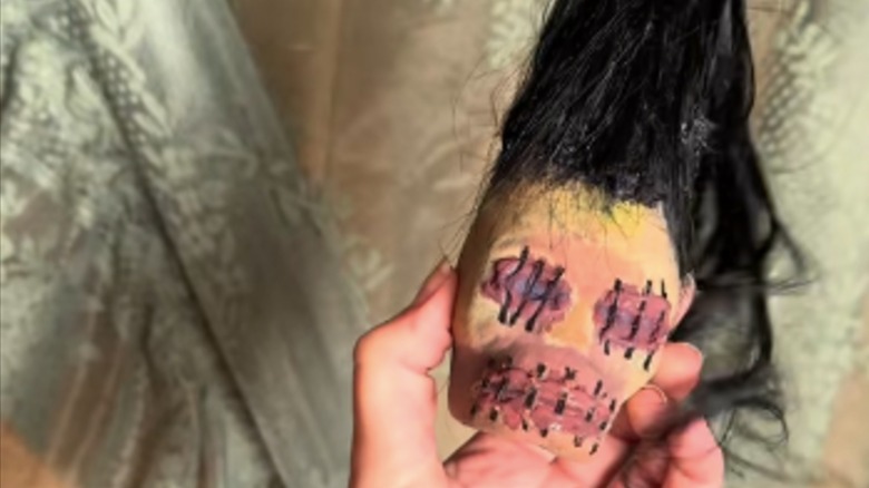 A DIY halloween shrunken head craft.