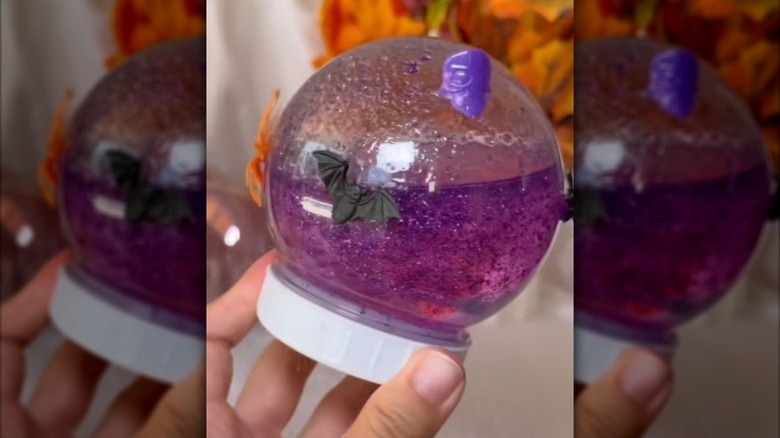 DIY snow globe made from plastic decor