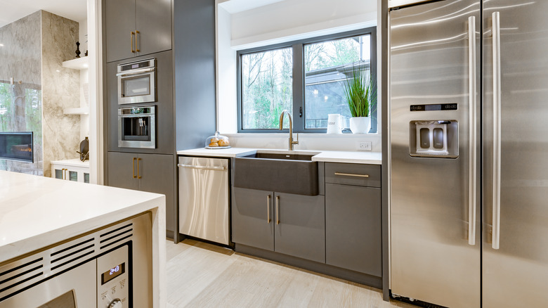 kitchen with multiple stainless steel appliances