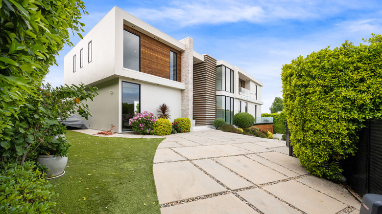 house with a steep driveway