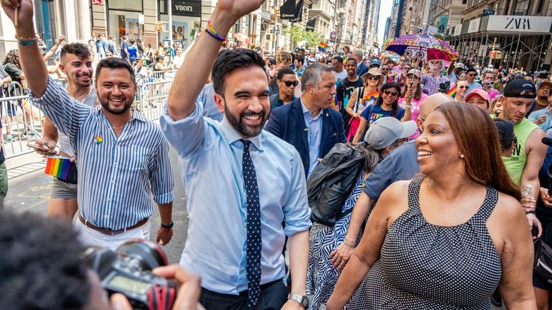 Zohran Mamdani at the 55th annual NYC Pride March in June of 2025