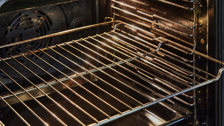 close up of oven racks
