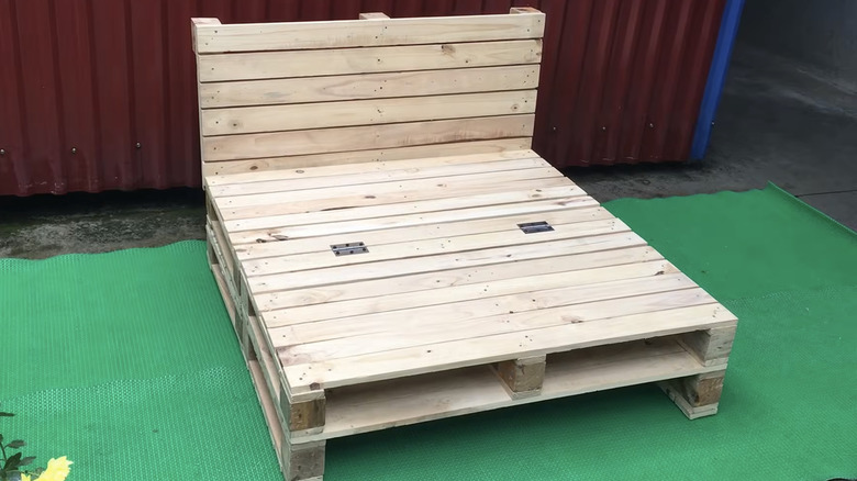 Wood pallets have been made into convertible furniture that can be a bench or a bed