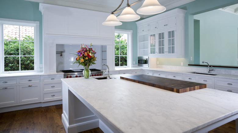 Kitchen with marble countertops