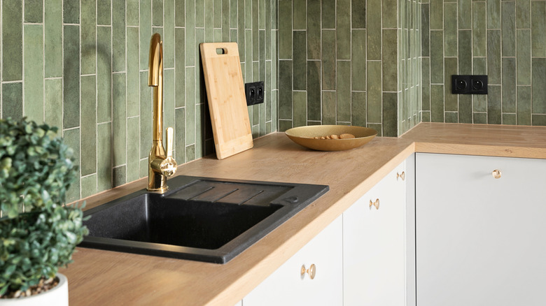 Counter with cutting board and bowl