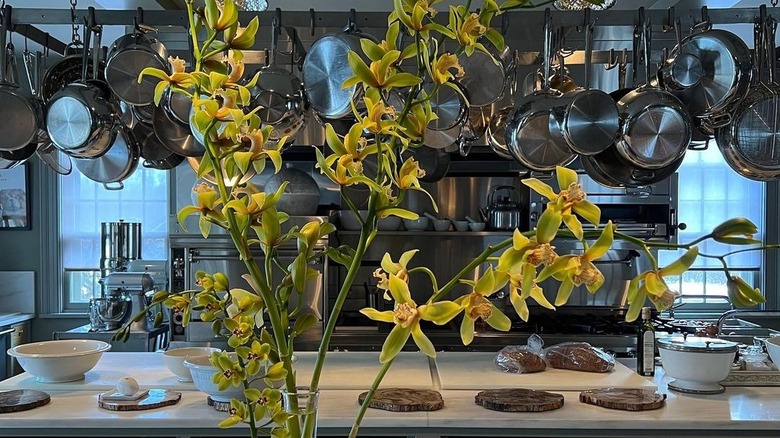 Martha Stewart pans hanging overhead