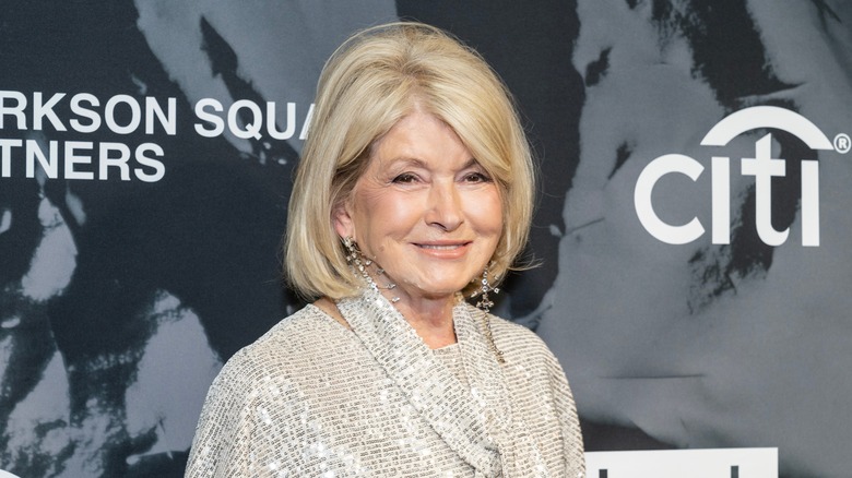Martha Stewart in a shiny dress and sparkly jewels attending the Hudson River Park Friends 25th Anniversary Gala at Pier Sixty of Chelsea Piers in New York on October 12, 2023.