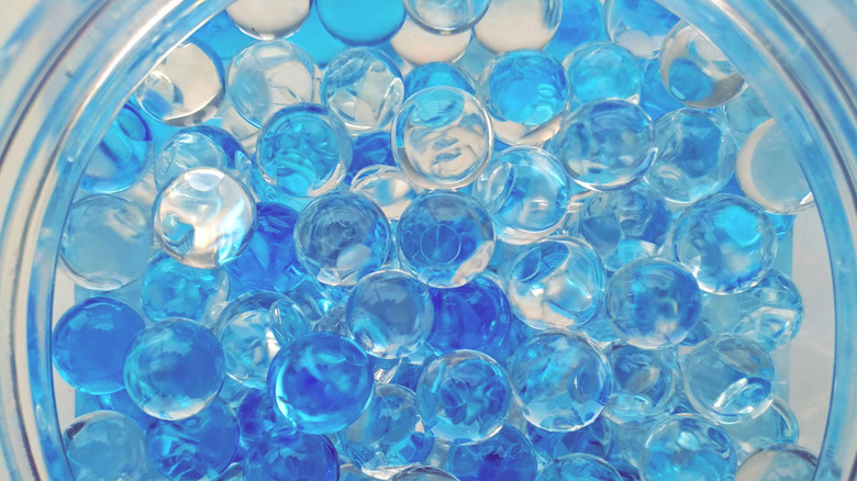 blue and clear scented beads