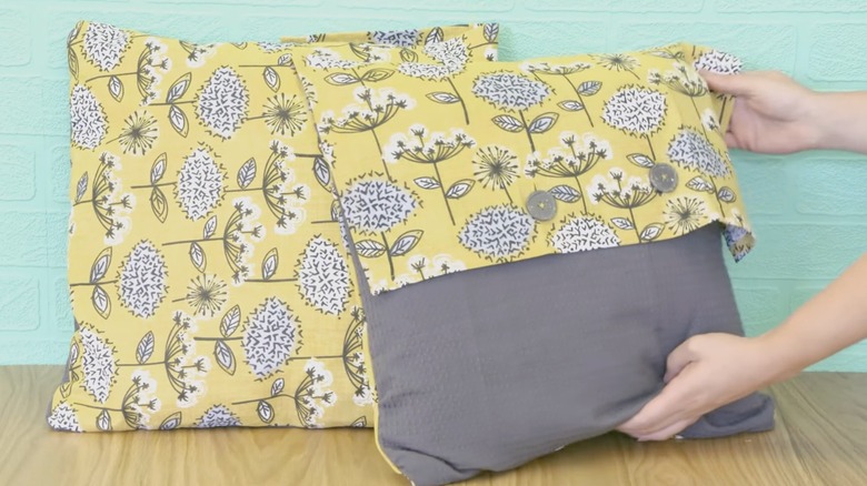 DIY cushion covers made with tea towels