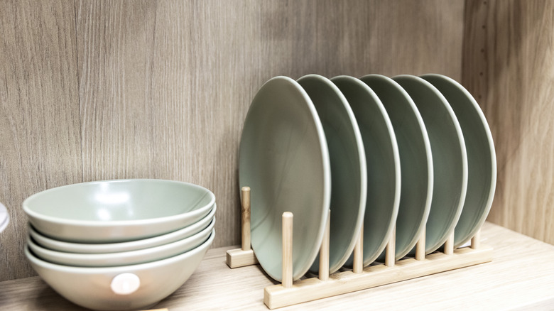 dishes on a rack