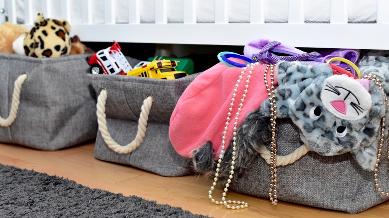 storage baskets under crib