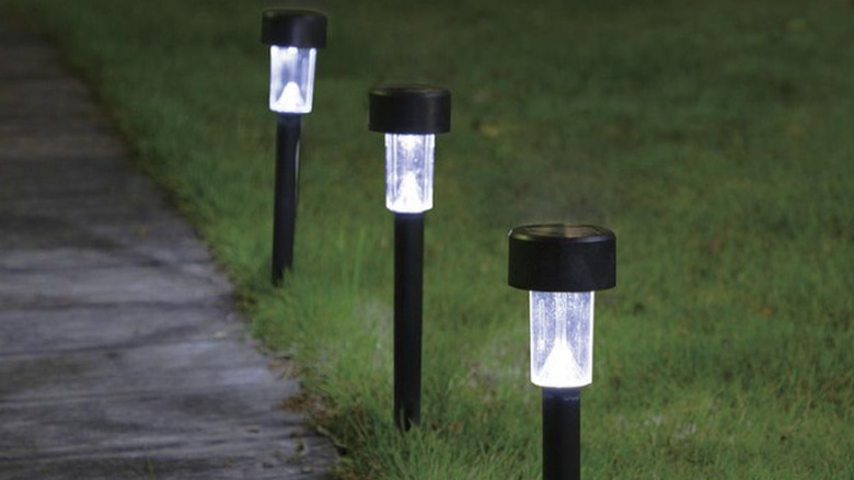 Patriot Lighting's Solar Integrated LED Frisco Black Landscape Lights in situ