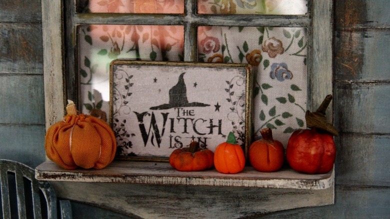 Halloween décor and signage