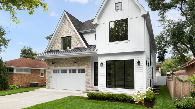 white and stone house