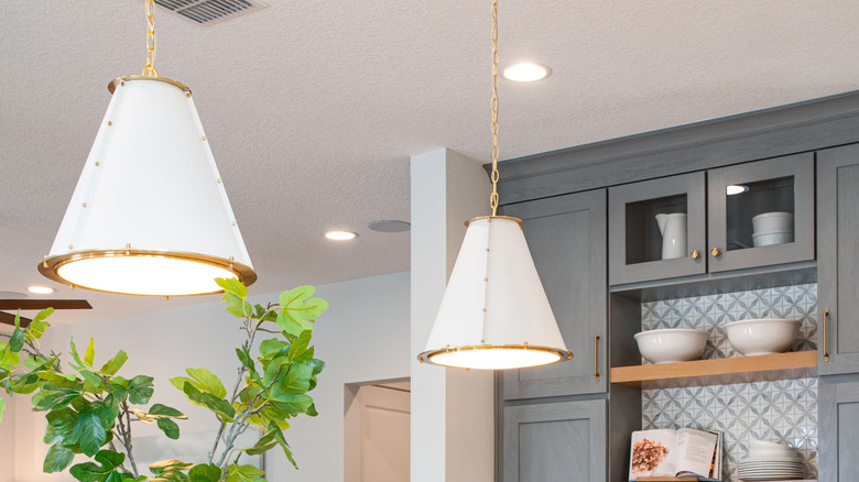lights above island in modern kitchen