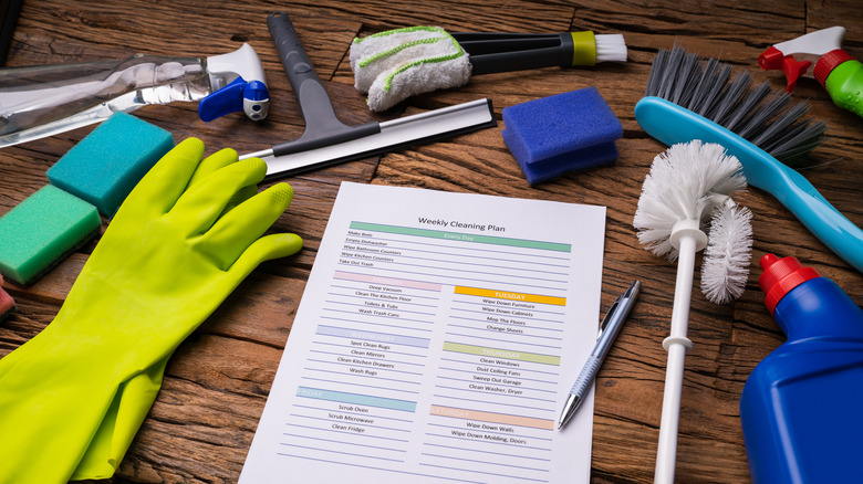 cleaning plan with supplies