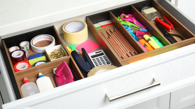 organized supply drawer