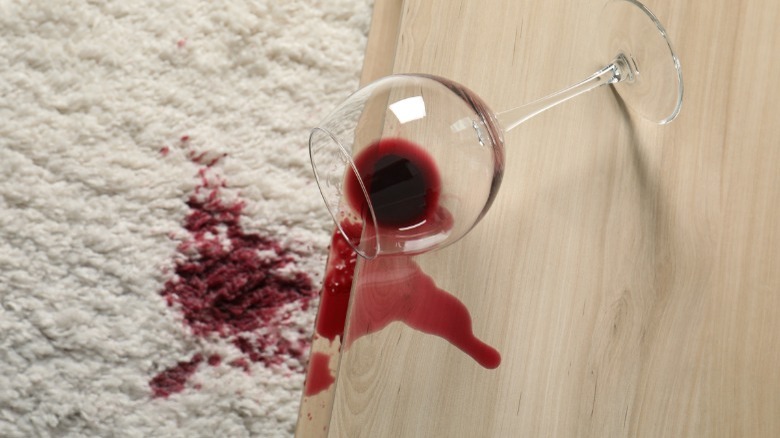 Wine spilled on carpet 