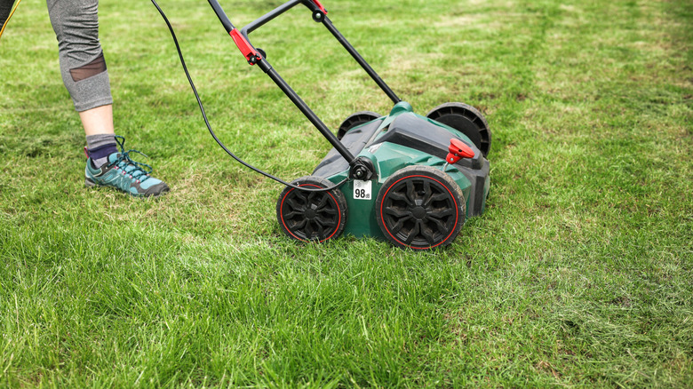 Aerating a lawn