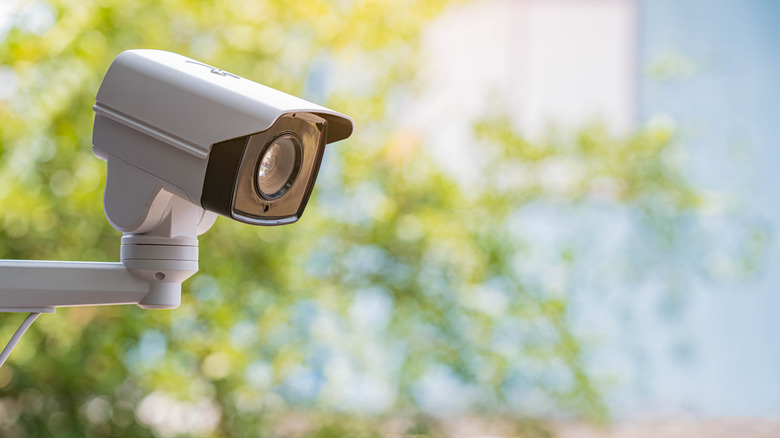 security camera with trees