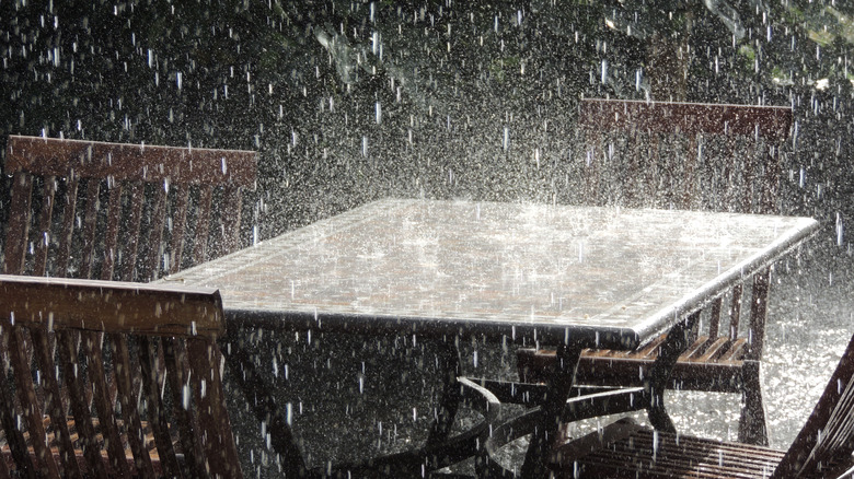 patio furniture with rain