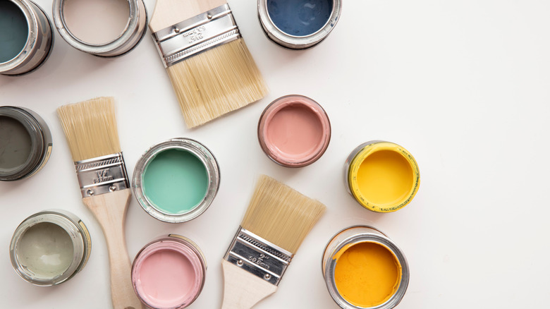 paint pots and brushes
