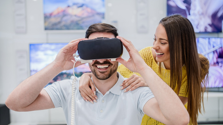 man wearing VR headset